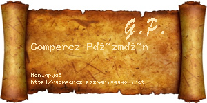 Gompercz Pázmán névjegykártya